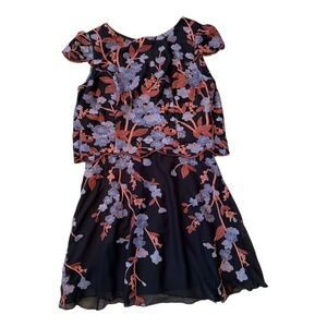 Anthropologie Eva Franco Chiffon Bloom Mini Dress Embroidered Floral Size 12P